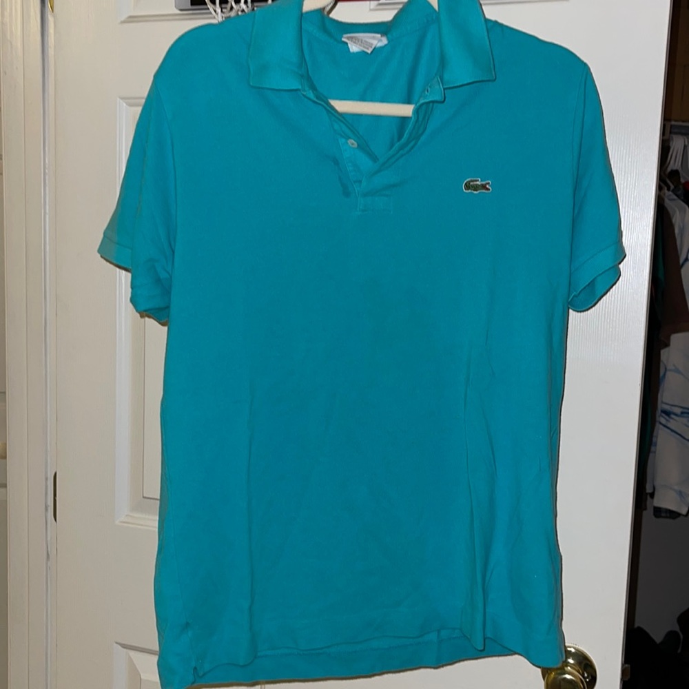 Mens Lacoste turquoise pique polo